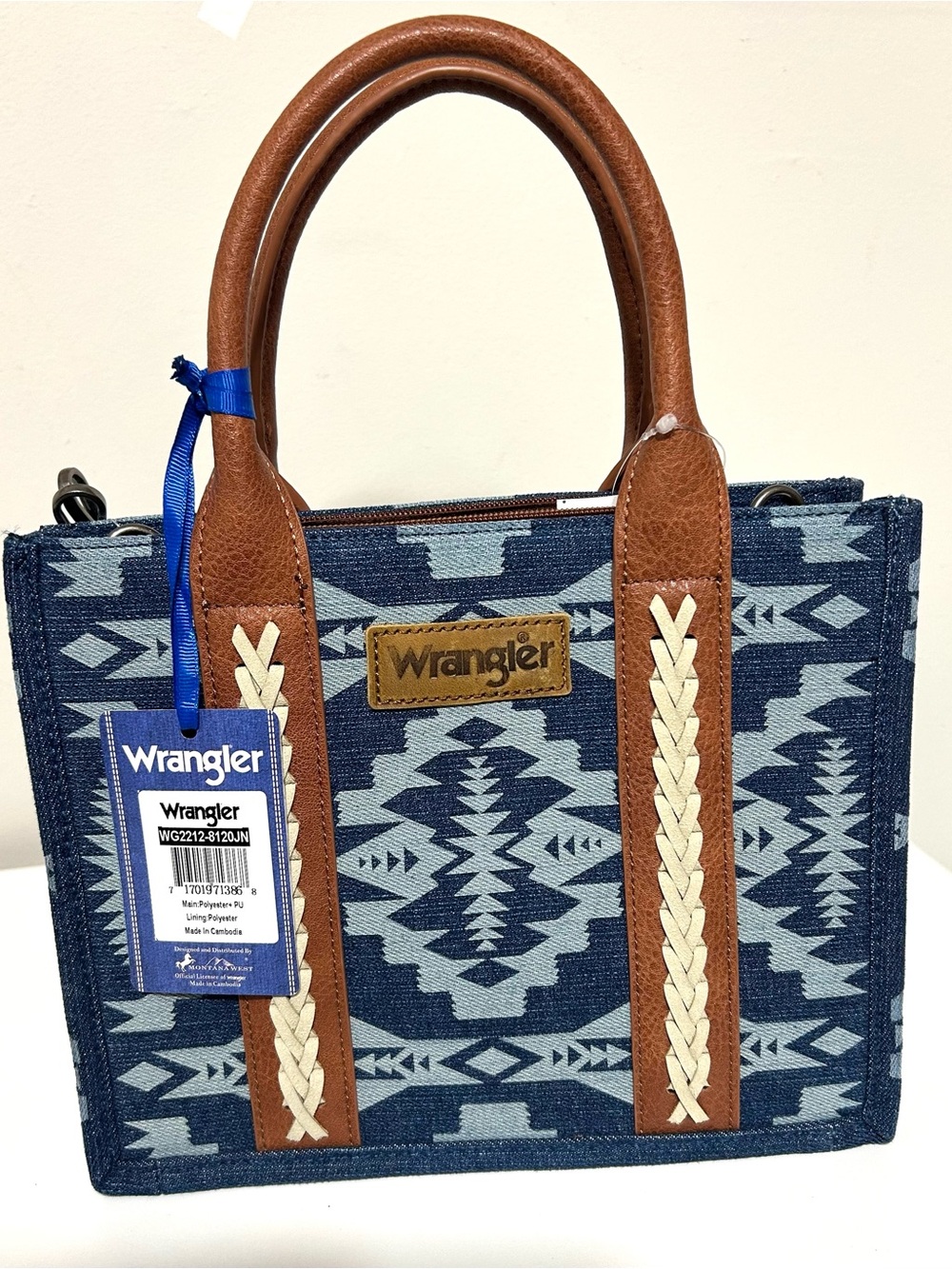 NWT Blue Wrangler Jean Southwest / Aztec Print, Small Canvas Tote / Crossbody